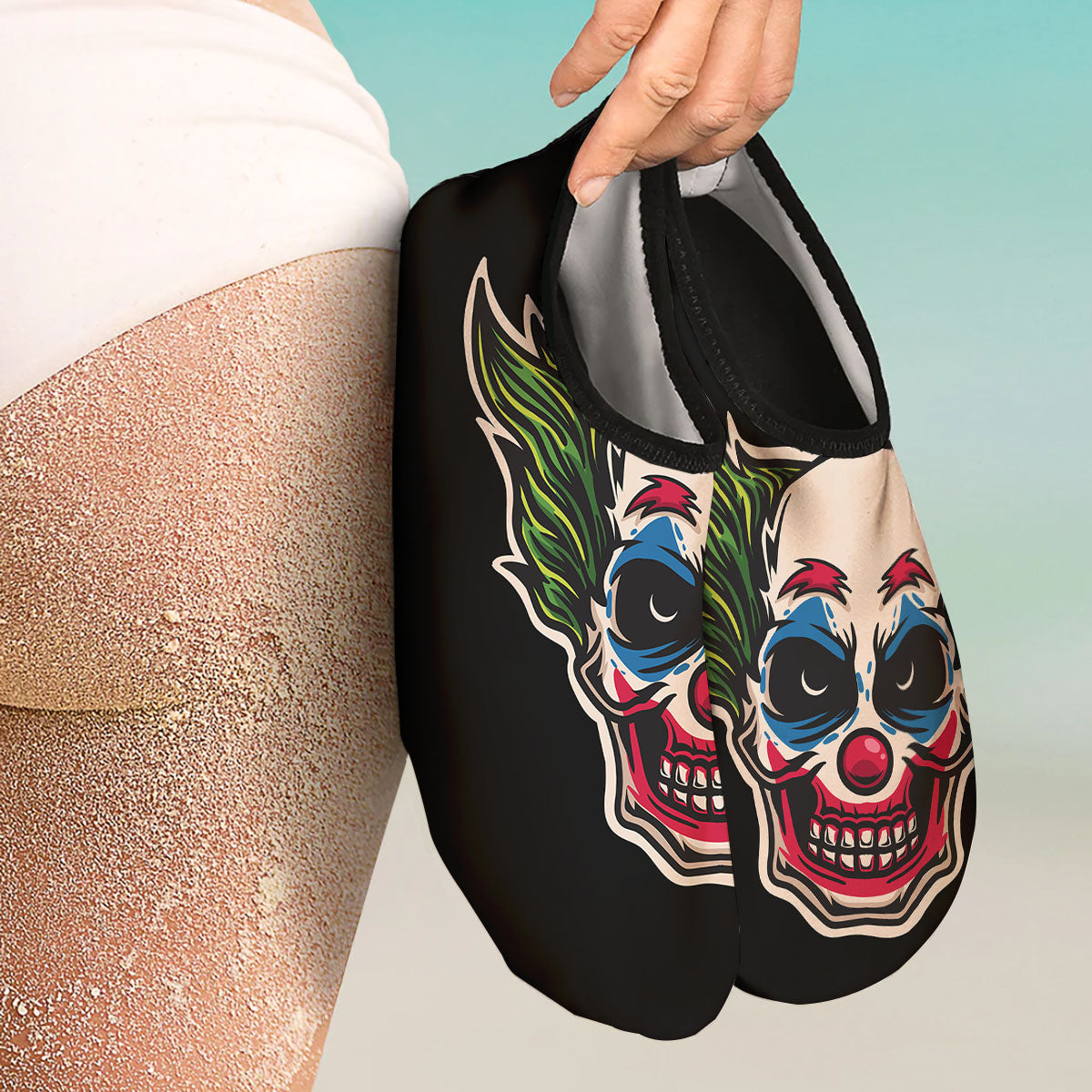 Clown Scary Cartoon Print Water Shoes-grizzshop