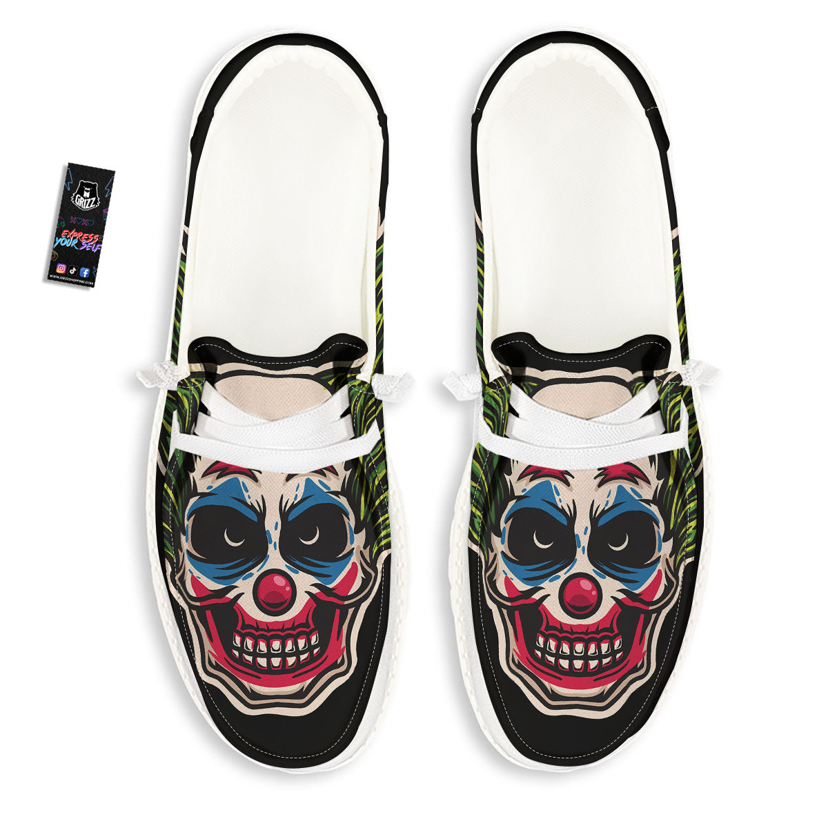 Clown Scary Cartoon Print White Loafers-grizzshop