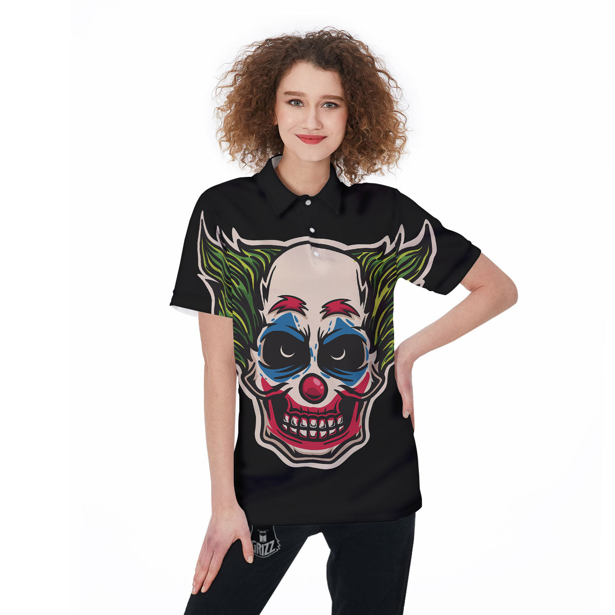 Clown Scary Cartoon Print Women's Golf Shirts-grizzshop