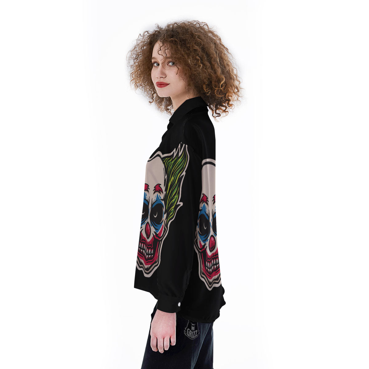 Clown Scary Cartoon Print Women's Long Sleeve Shirts-grizzshop