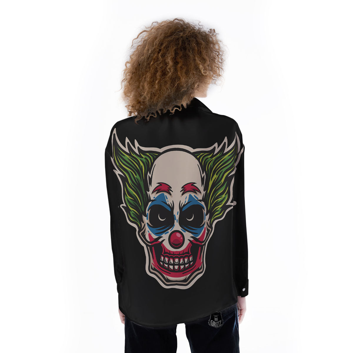Clown Scary Cartoon Print Women's Long Sleeve Shirts-grizzshop