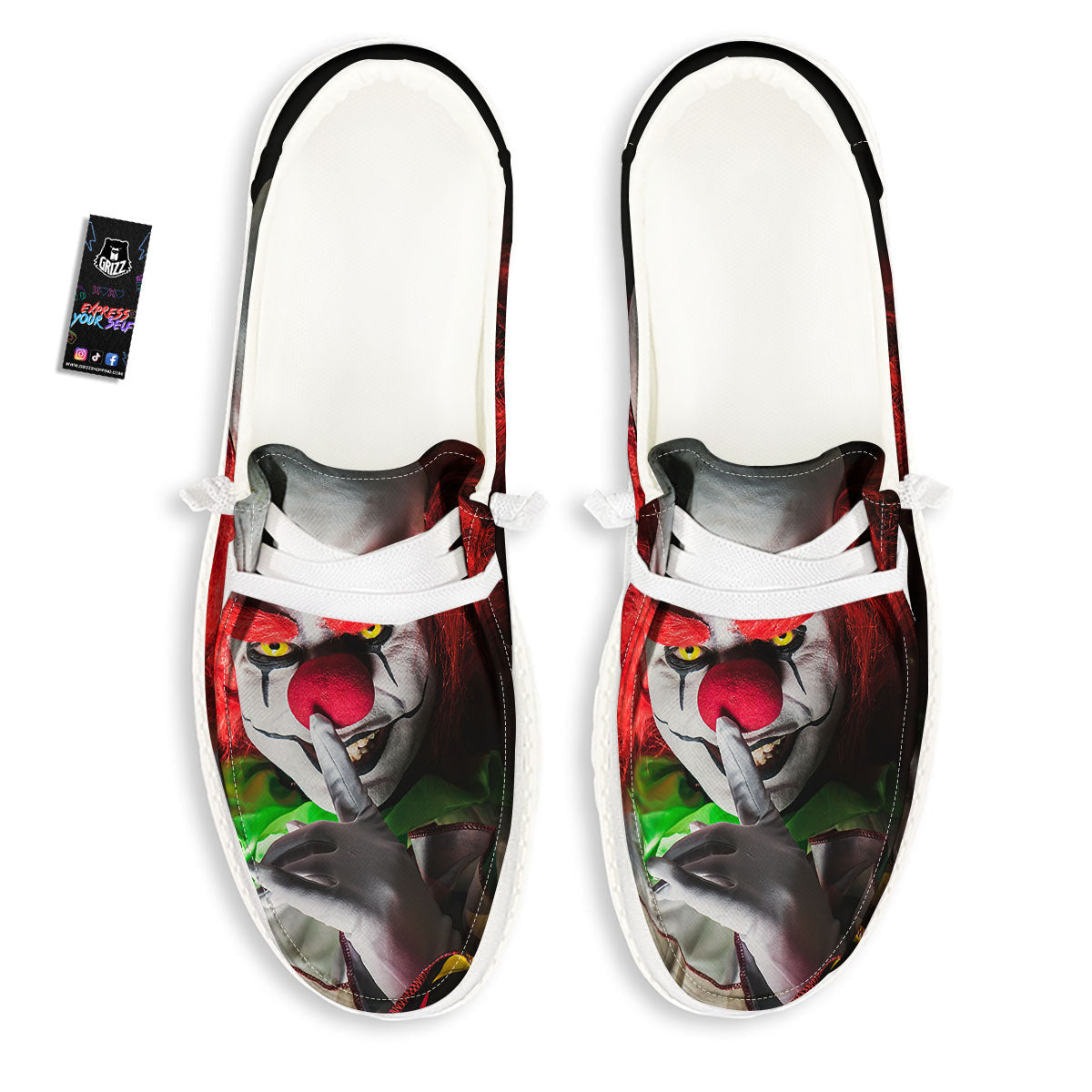 Clown Scary Print Black Loafers-grizzshop