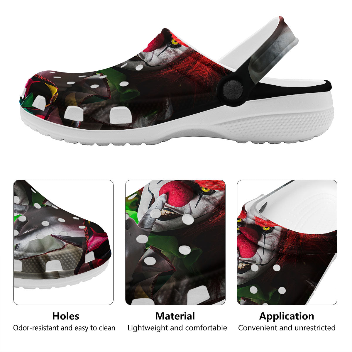 Clown Scary Print Clog-grizzshop