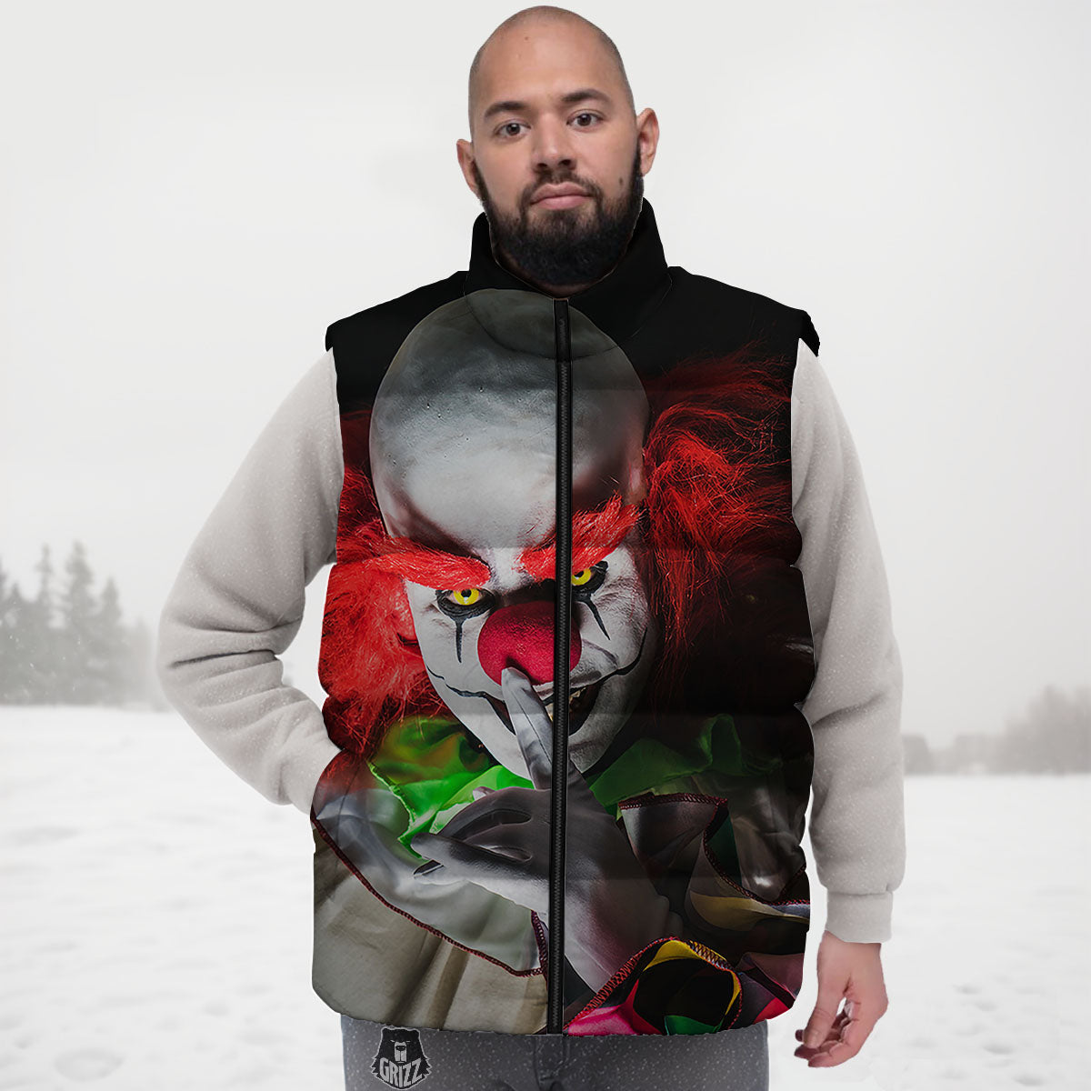 Clown Scary Print Down Vest