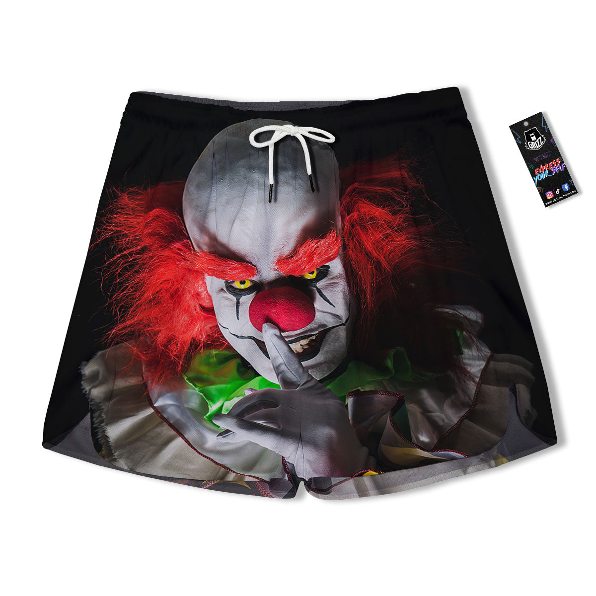 Clown Scary Print Men's Running Shorts-grizzshop