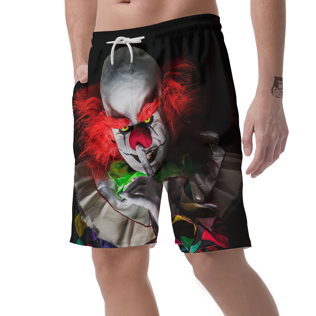 Clown Scary Print Men's Shorts-grizzshop