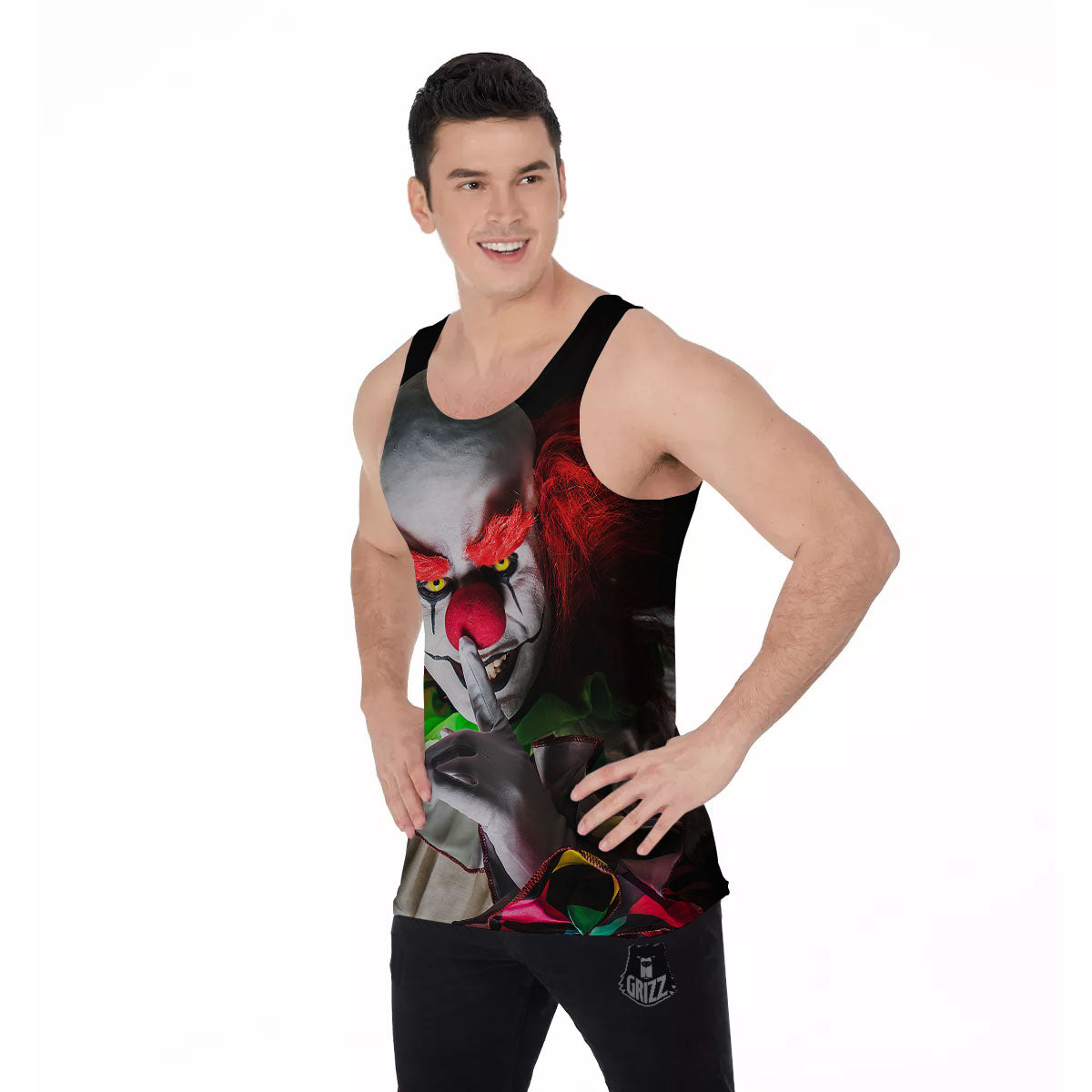 Clown Scary Print Men's Tank Top-grizzshop