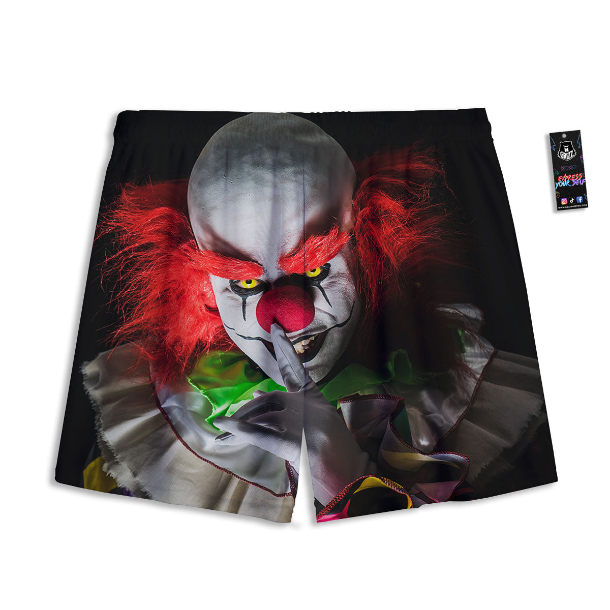 Clown Scary Print Mesh Shorts