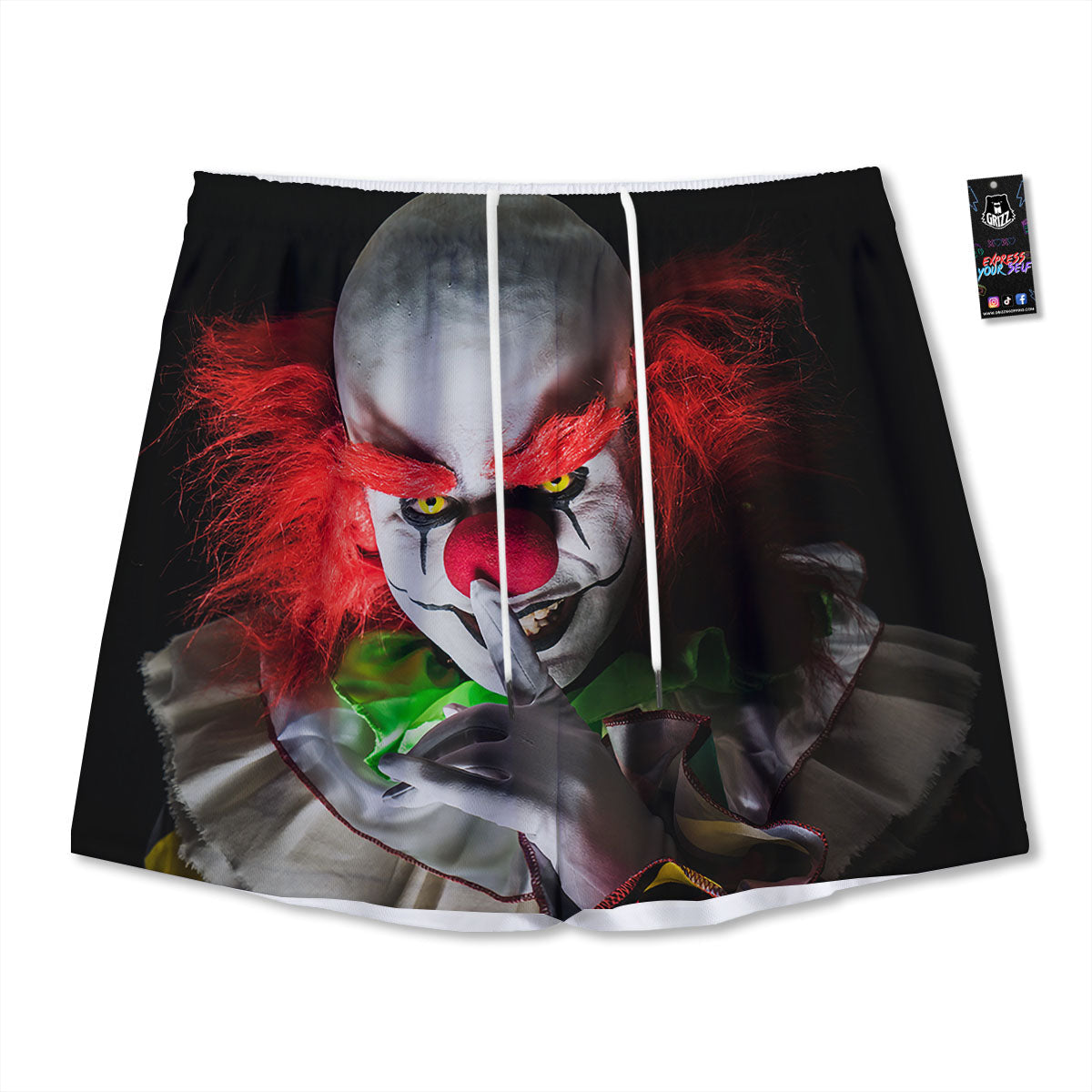 Clown Scary Print Mesh Shorts