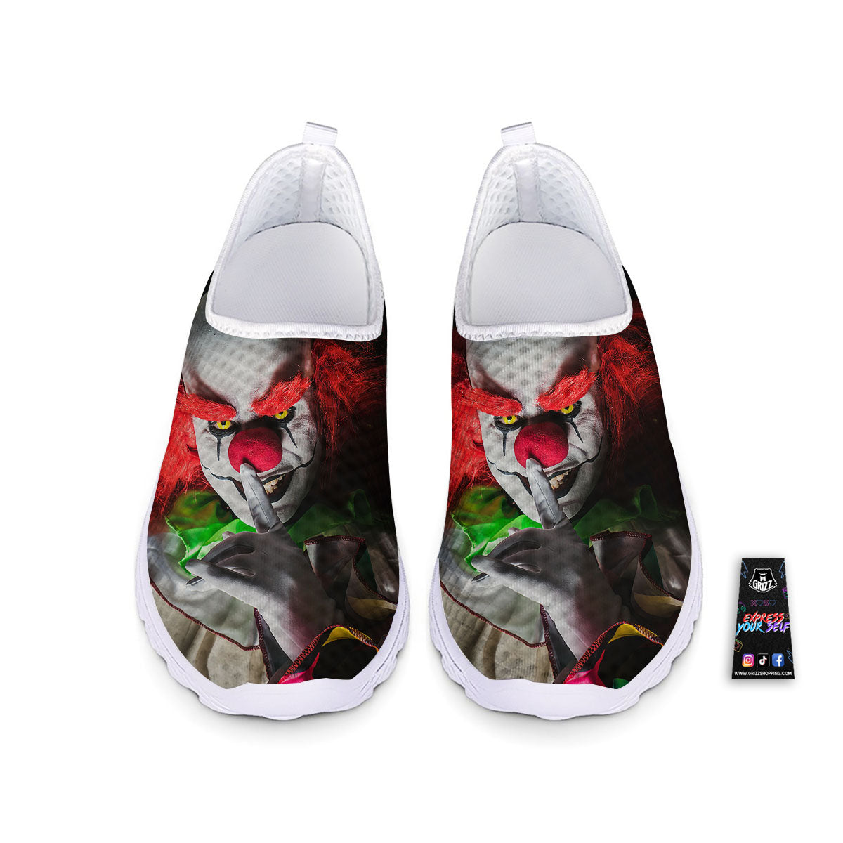 Clown Scary Print Nurse Shoes-grizzshop