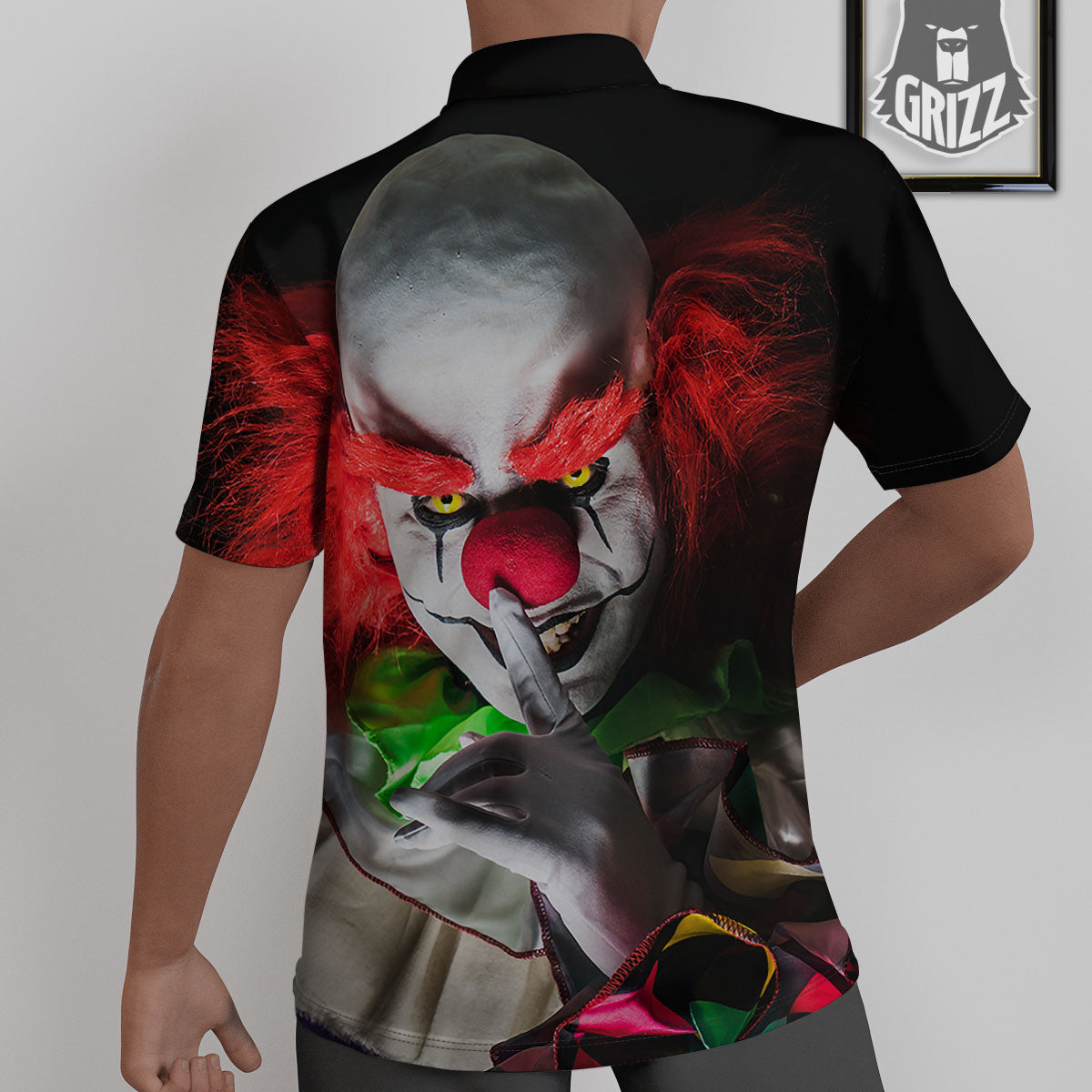 Clown Scary Print Untucked Shirts-grizzshop