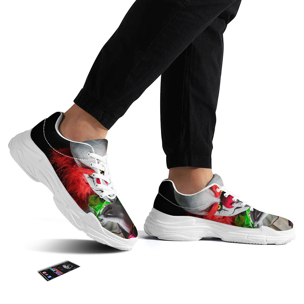 Clown Scary Print White Chunky Shoes-grizzshop