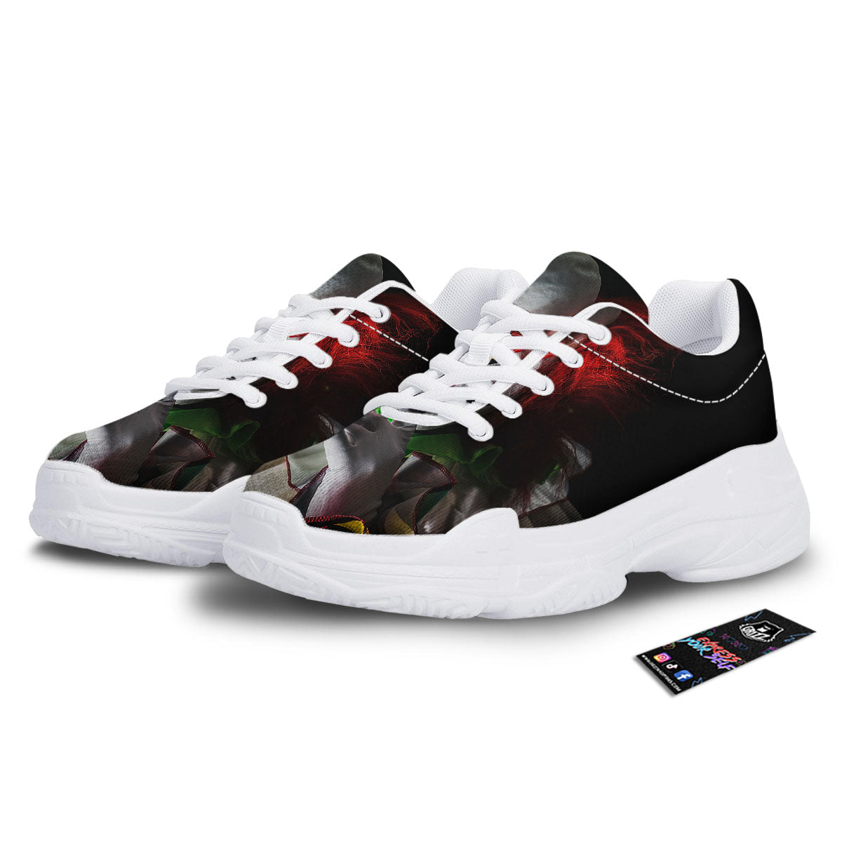 Clown Scary Print White Chunky Shoes-grizzshop