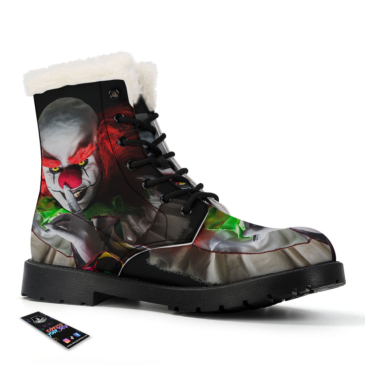 Clown Scary Print Winter Boots-grizzshop