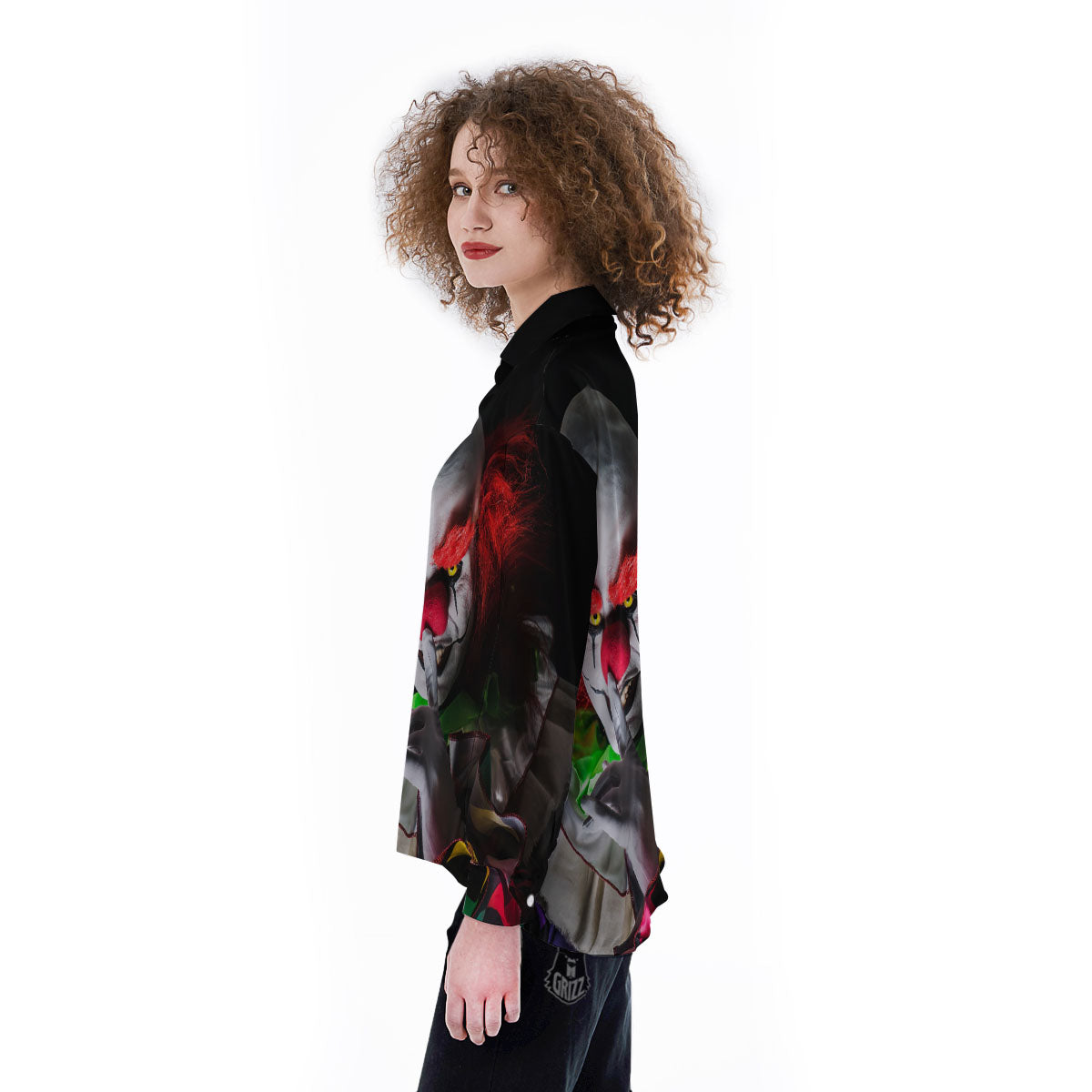 Clown Scary Print Women's Long Sleeve Shirts-grizzshop