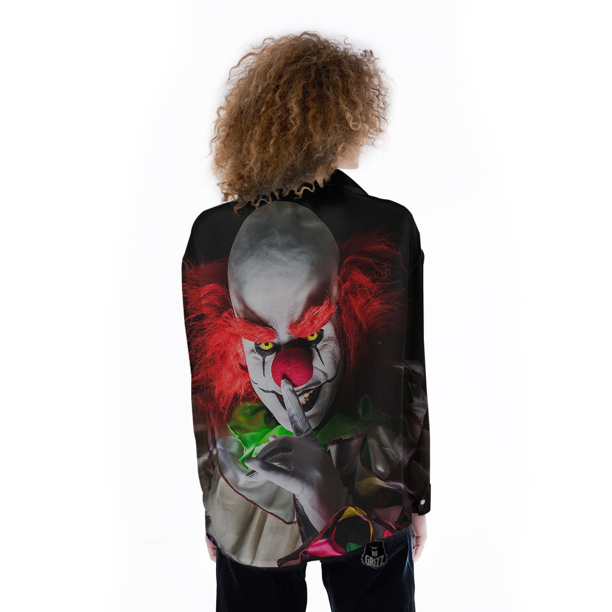Clown Scary Print Women's Long Sleeve Shirts-grizzshop