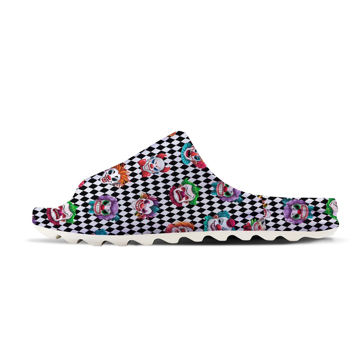Clown Faces And Harlequin Black Print Pattern Sandals-grizzshop