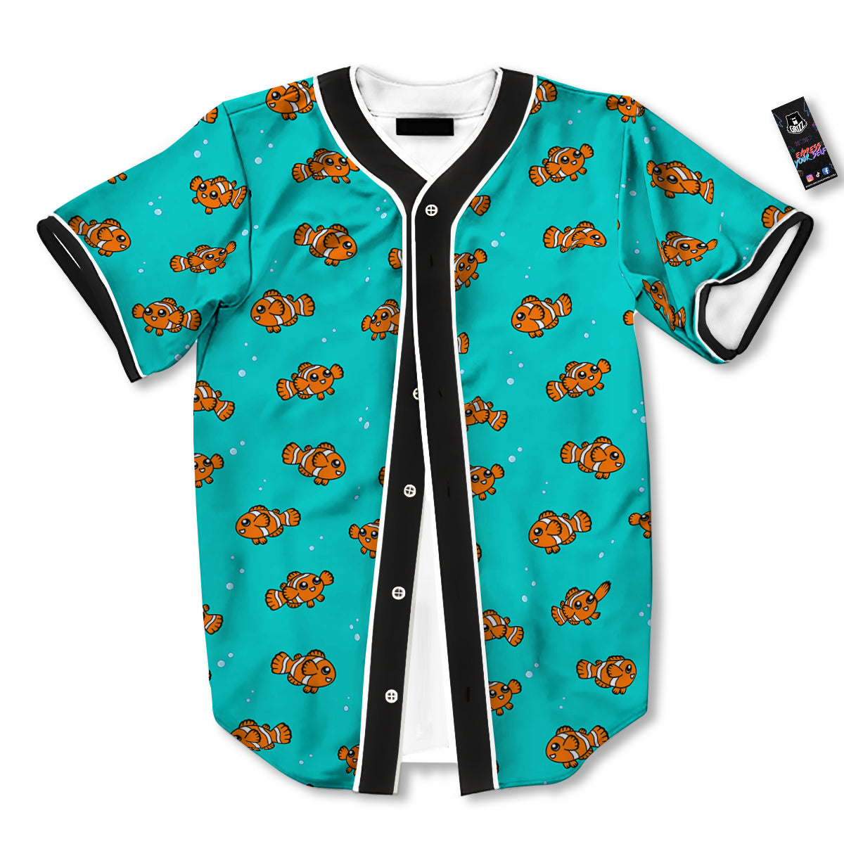 Clownfish Cute Watercolor Blue Print Pattern Baseball Jersey-grizzshop
