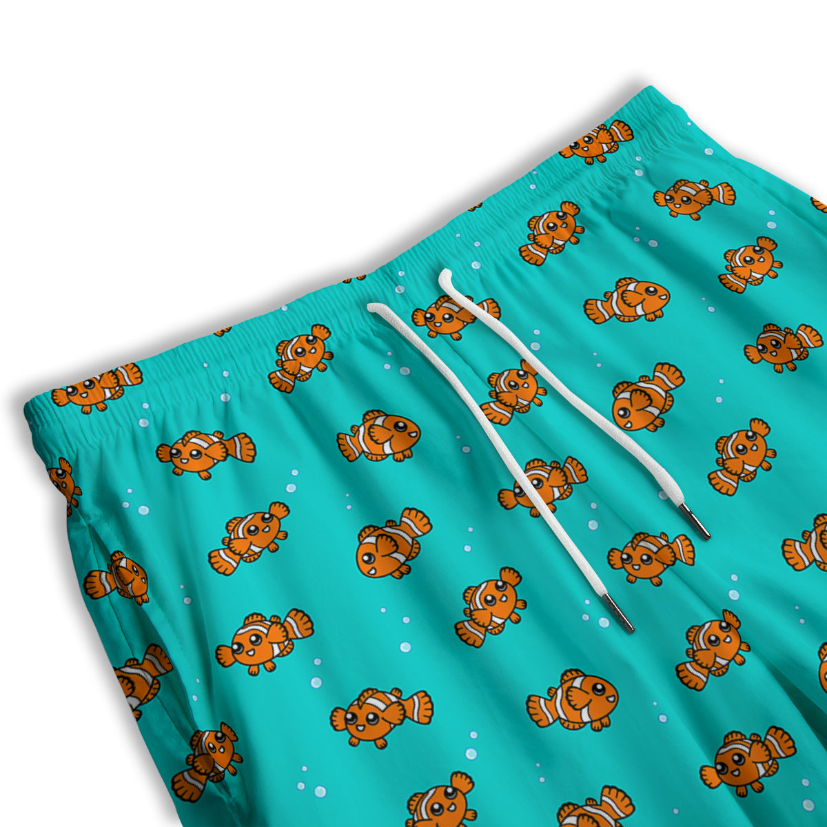 Clownfish Cute Watercolor Blue Print Pattern Men's Athletic Shorts