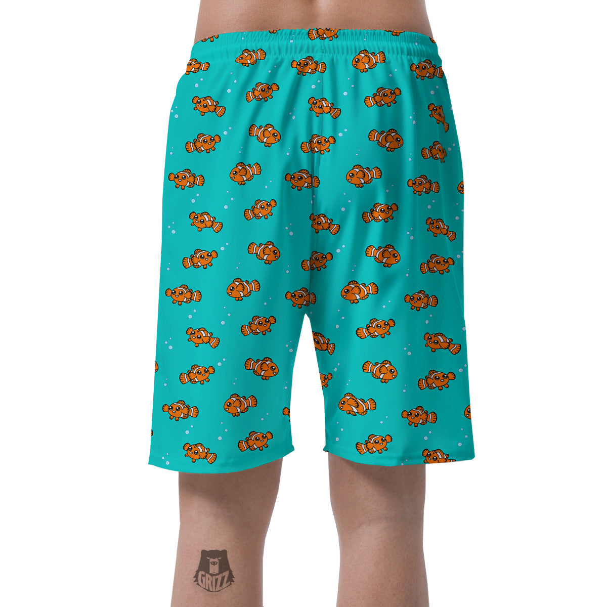 Clownfish Cute Watercolor Blue Print Pattern Men's Shorts-grizzshop
