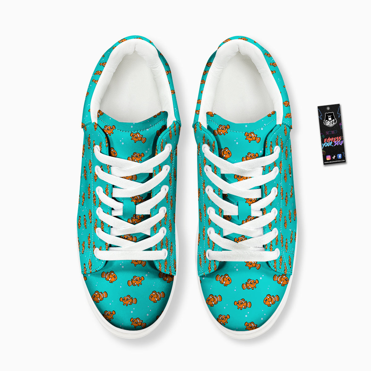 Clownfish Cute Watercolor Blue Print Pattern Platform Shoes-grizzshop