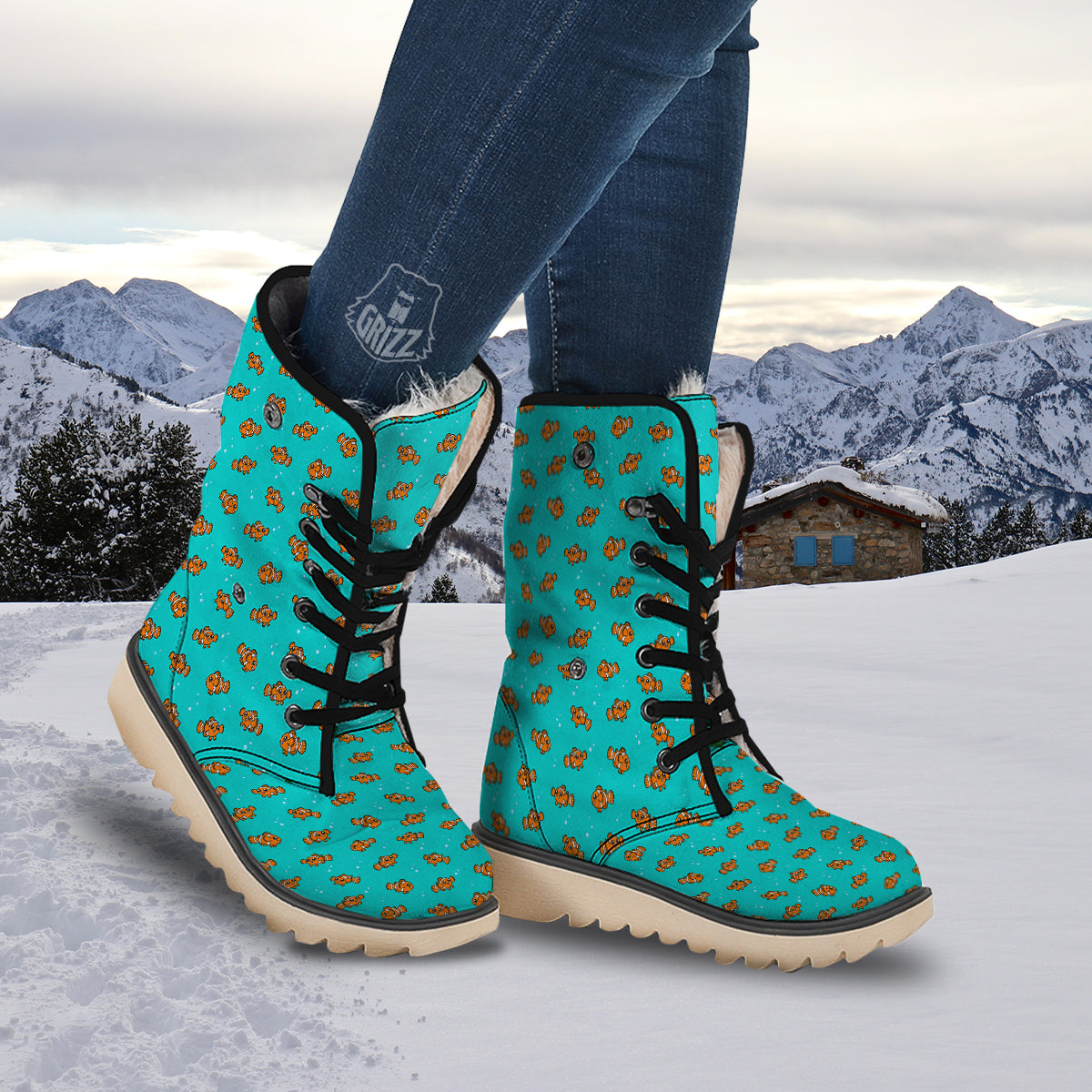 Clownfish Cute Watercolor Blue Print Pattern Snow Boots-grizzshop