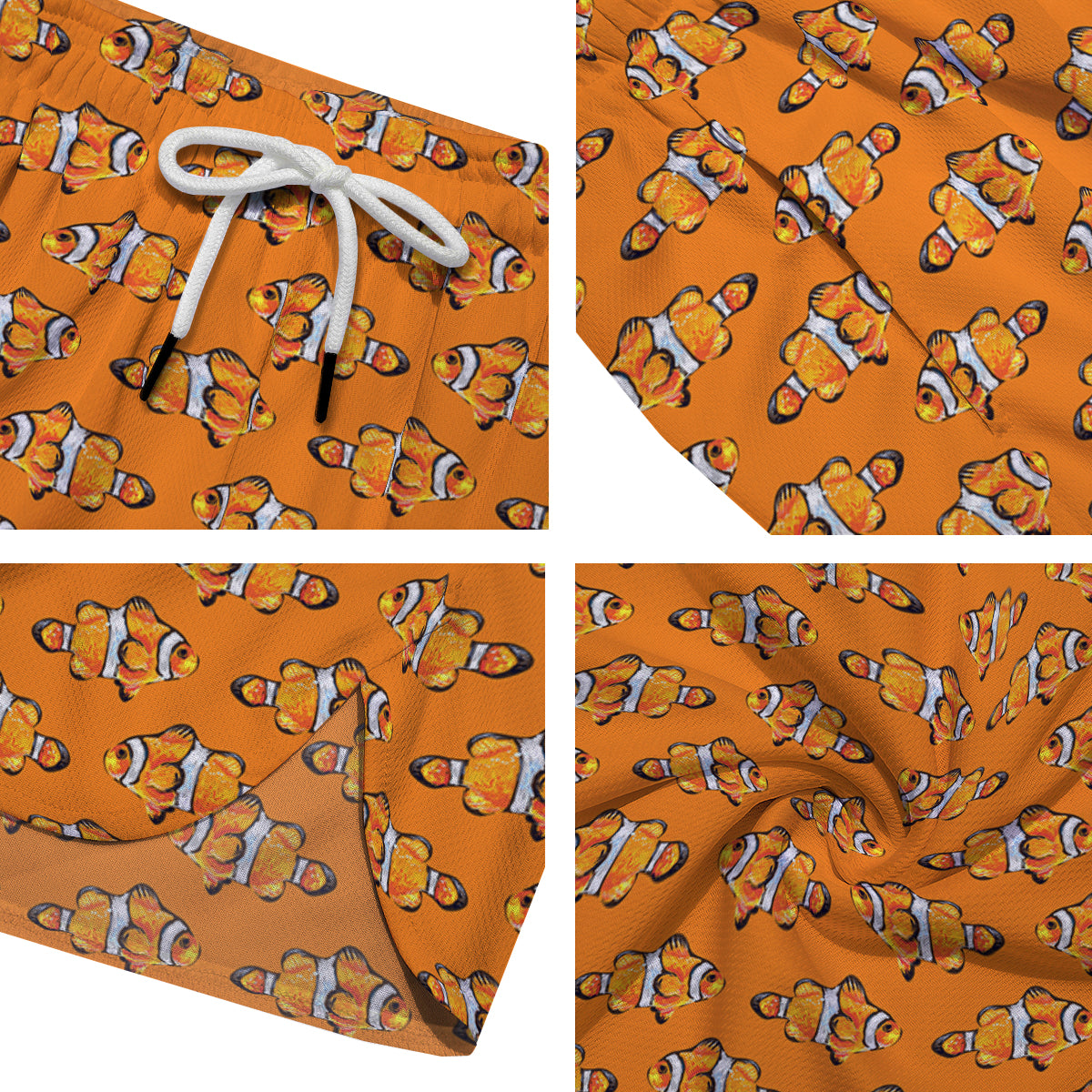 Clownfish Orange Print Pattern Men's Running Shorts-grizzshop