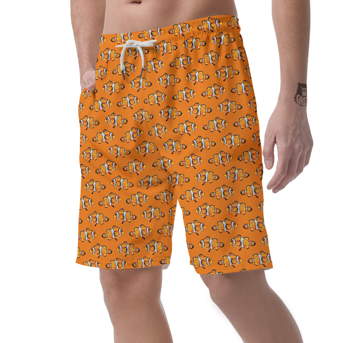 Clownfish Orange Print Pattern Men's Shorts-grizzshop