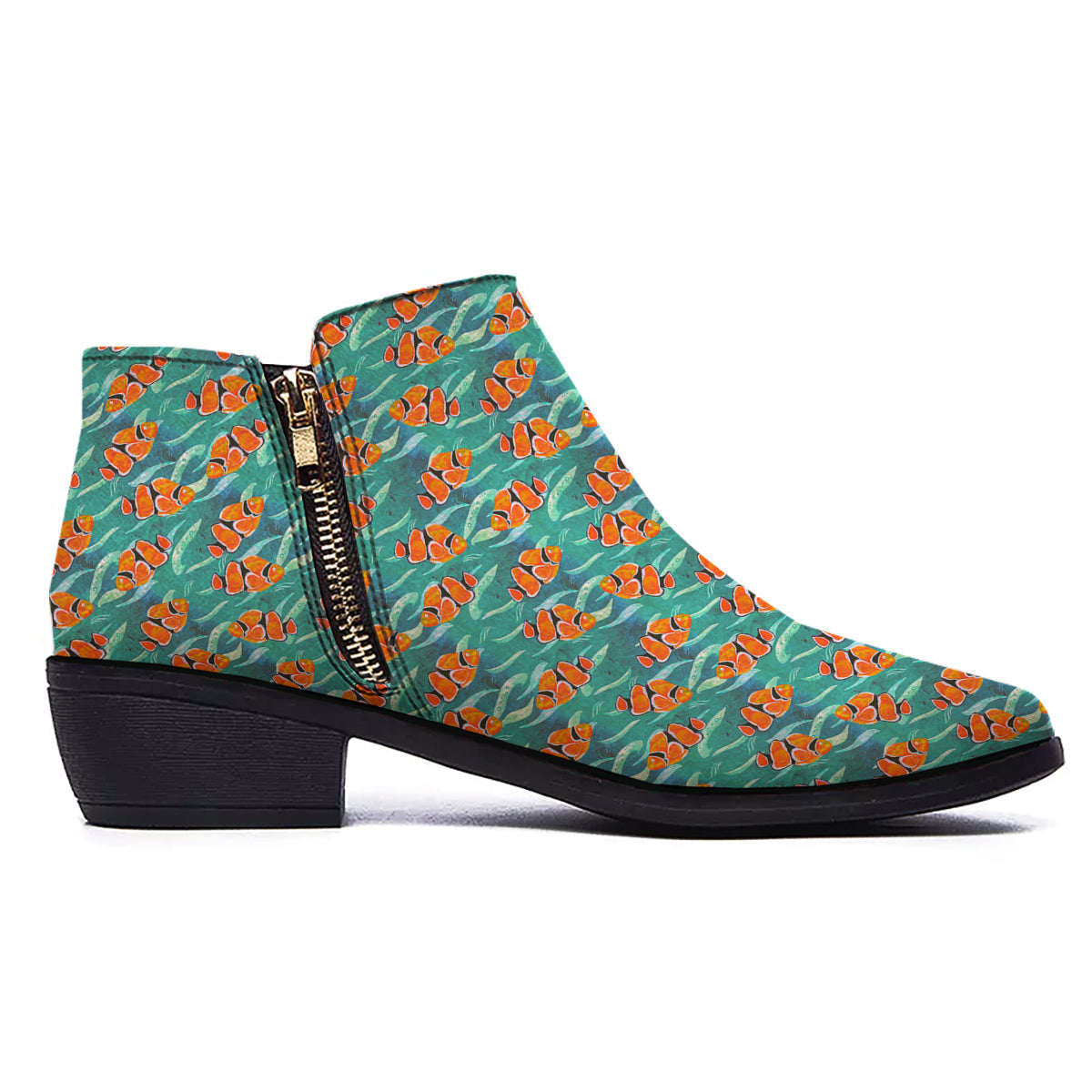 Clownfish Watercolor Blue Print Pattern Ankle Boots-grizzshop