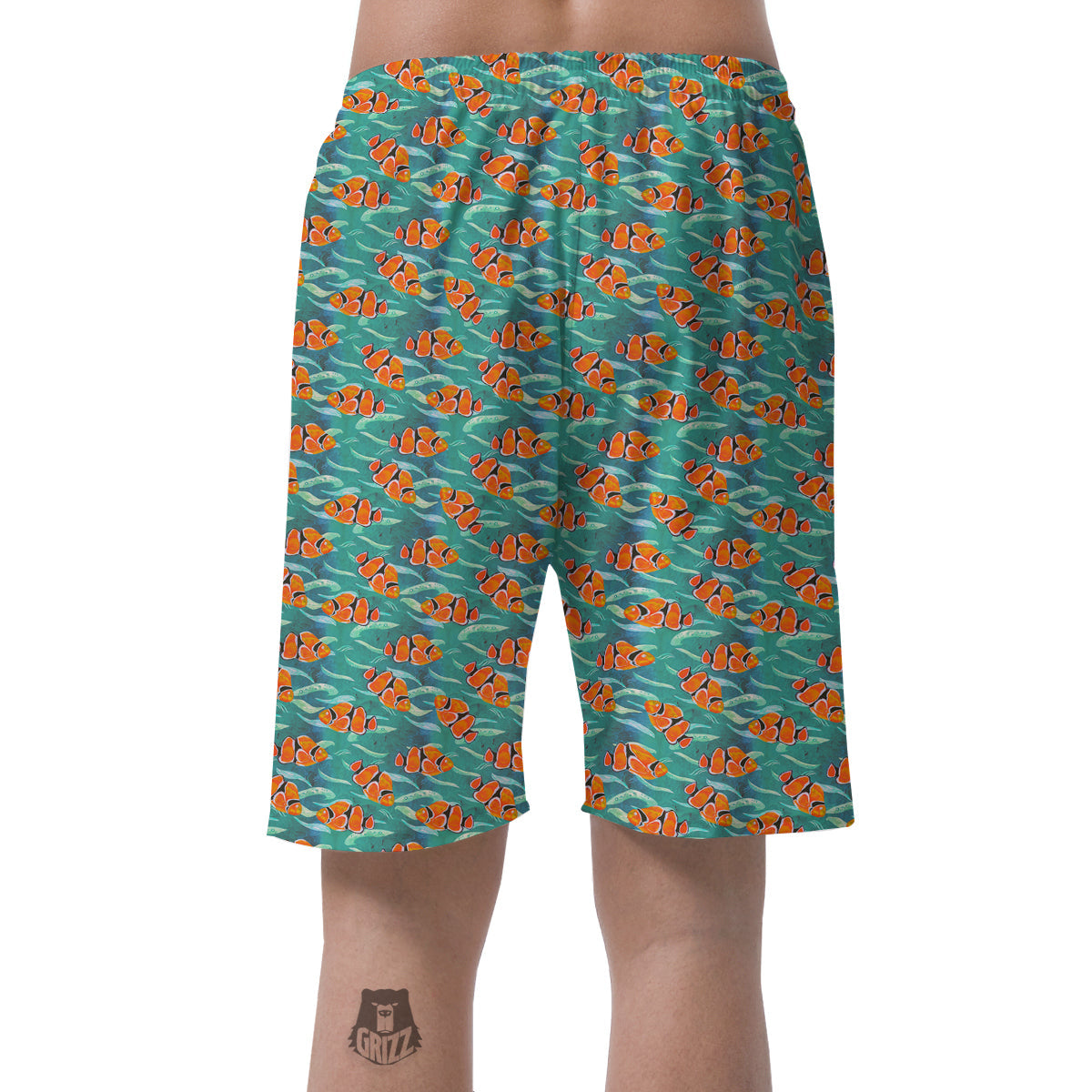 Clownfish Watercolor Blue Print Pattern Men's Shorts-grizzshop