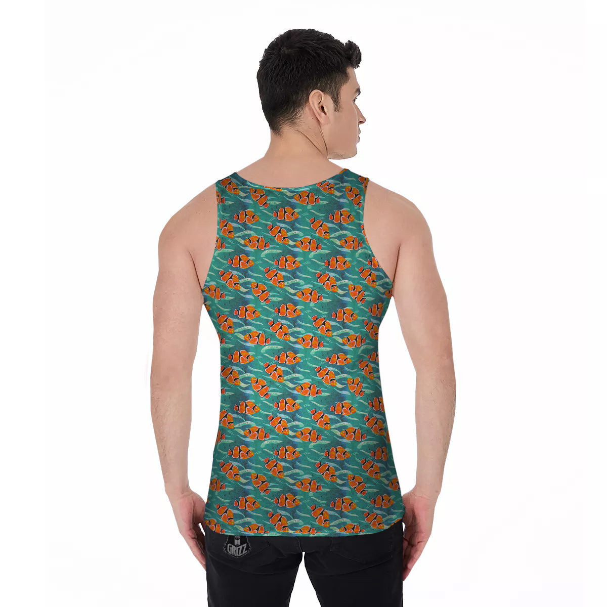 Clownfish Watercolor Blue Print Pattern Men's Tank Top-grizzshop