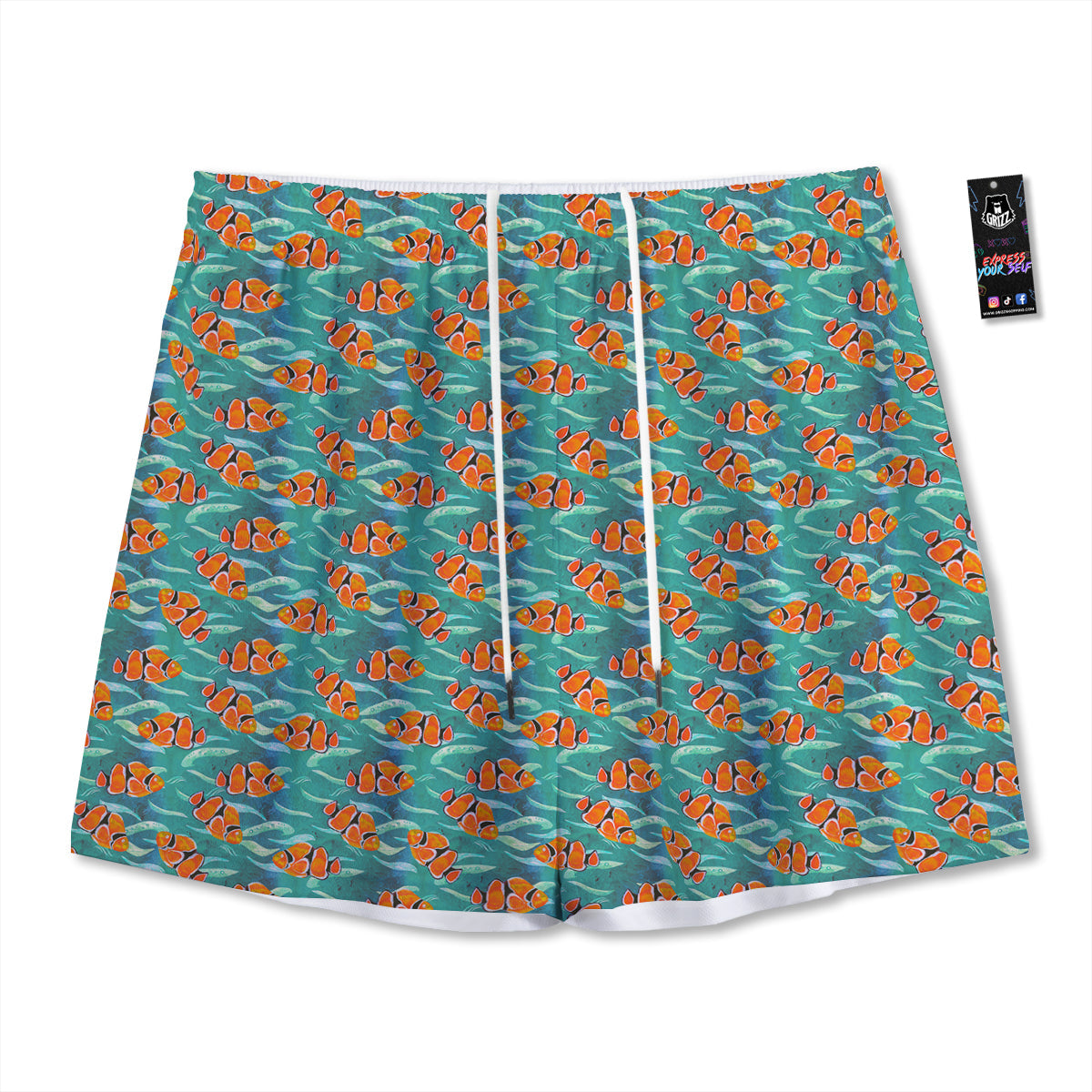 French Fries Doodle Print Pattern Mesh Shorts
