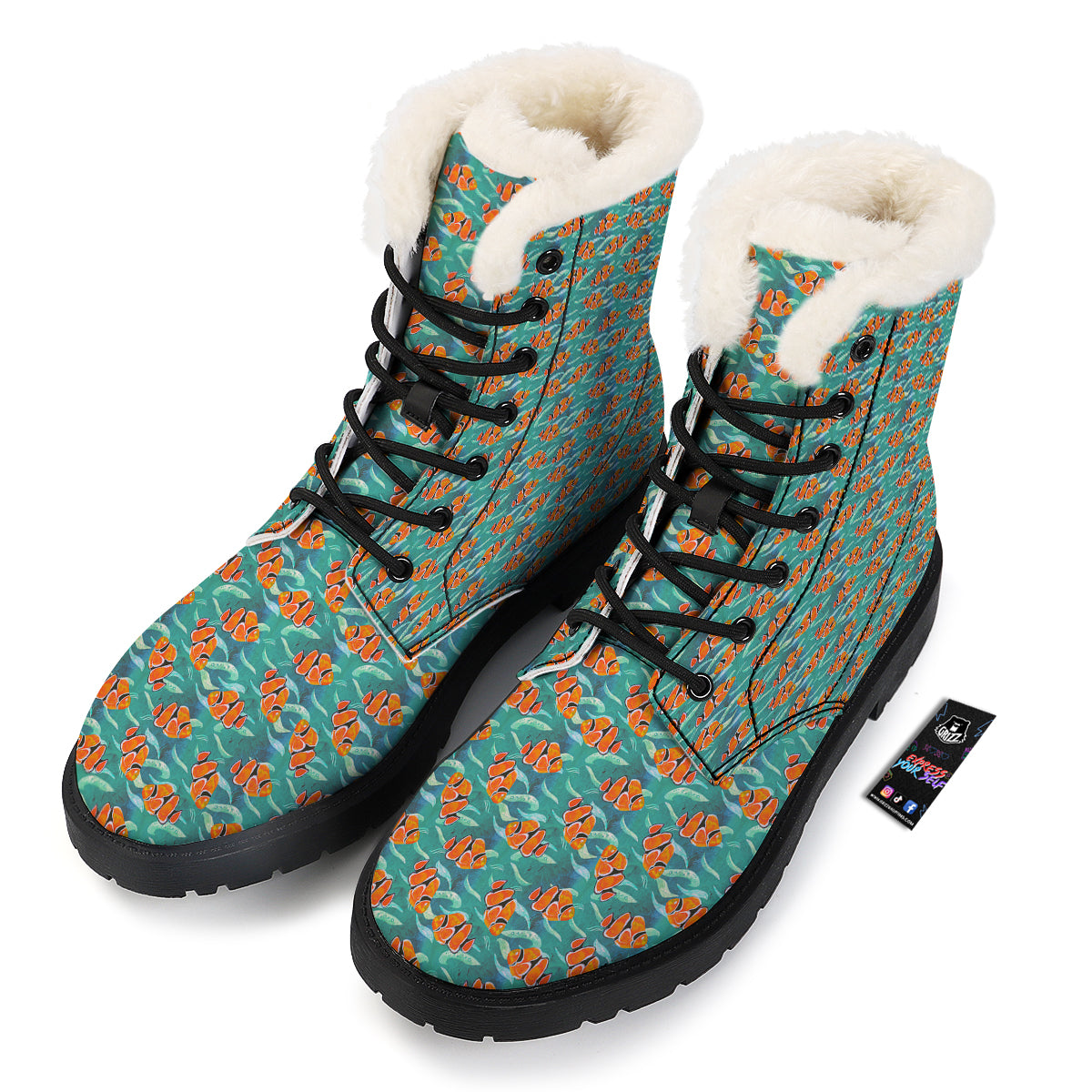 Clownfish Watercolor Blue Print Pattern Winter Boots-grizzshop
