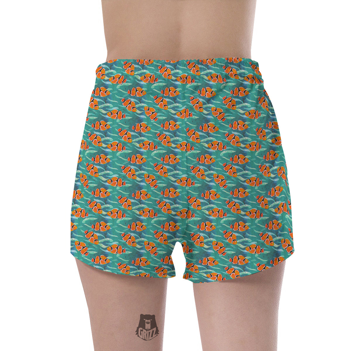 Clownfish Watercolor Blue Print Pattern Women's Shorts-grizzshop