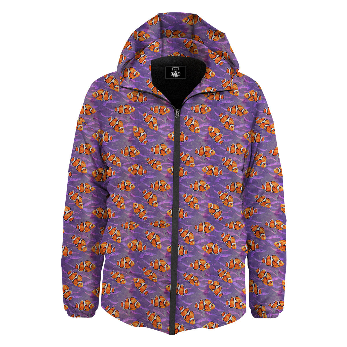 Clownfish Watercolor Purple Print Pattern Down Jacket-grizzshop