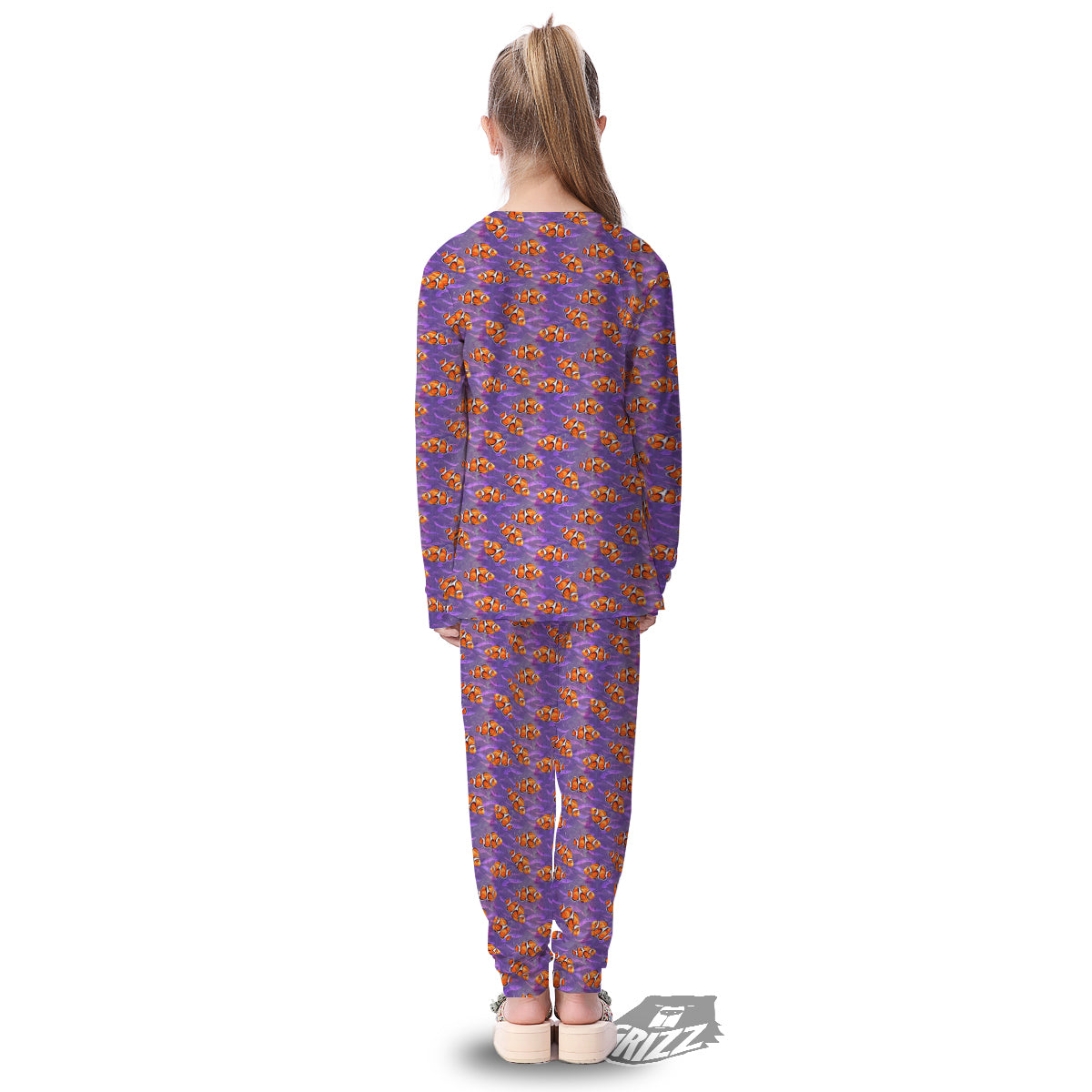 Clownfish Watercolor Purple Print Pattern Kid's Pajamas-grizzshop