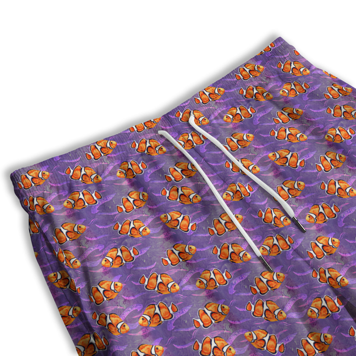 Clownfish Watercolor Purple Print Pattern Men's Athletic Shorts