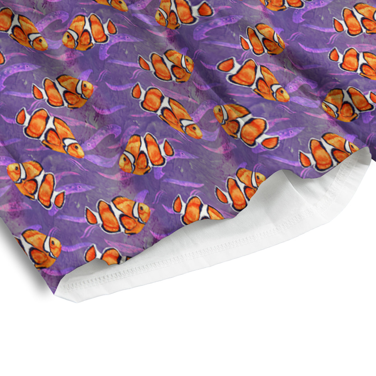 Clownfish Watercolor Purple Print Pattern Men's Athletic Shorts