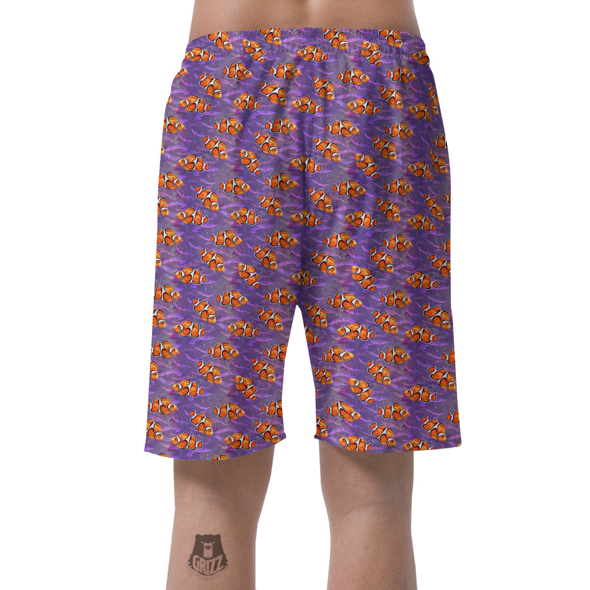 Clownfish Watercolor Purple Print Pattern Men's Shorts-grizzshop