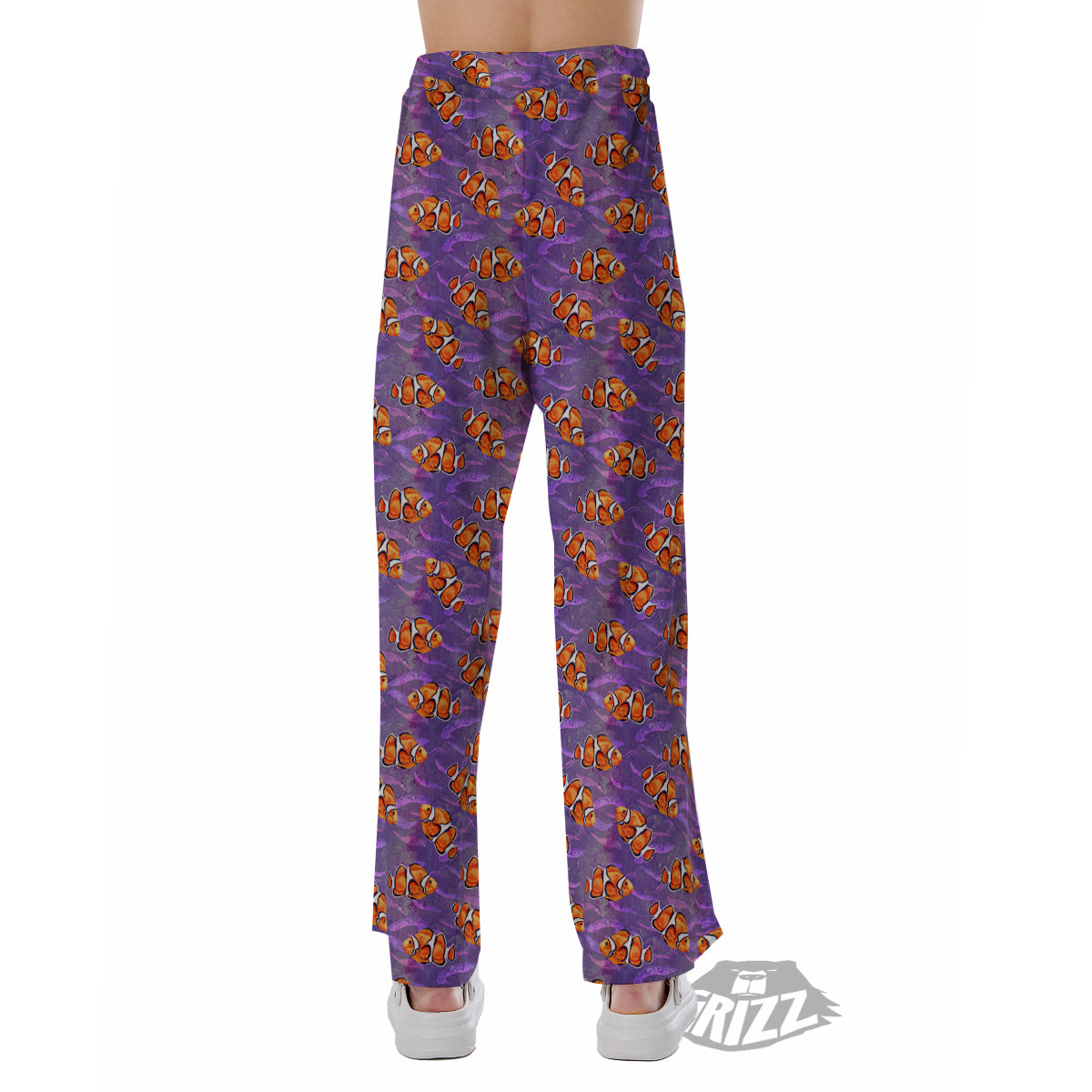 Clownfish Watercolor Purple Print Pattern Pajama Pants-grizzshop