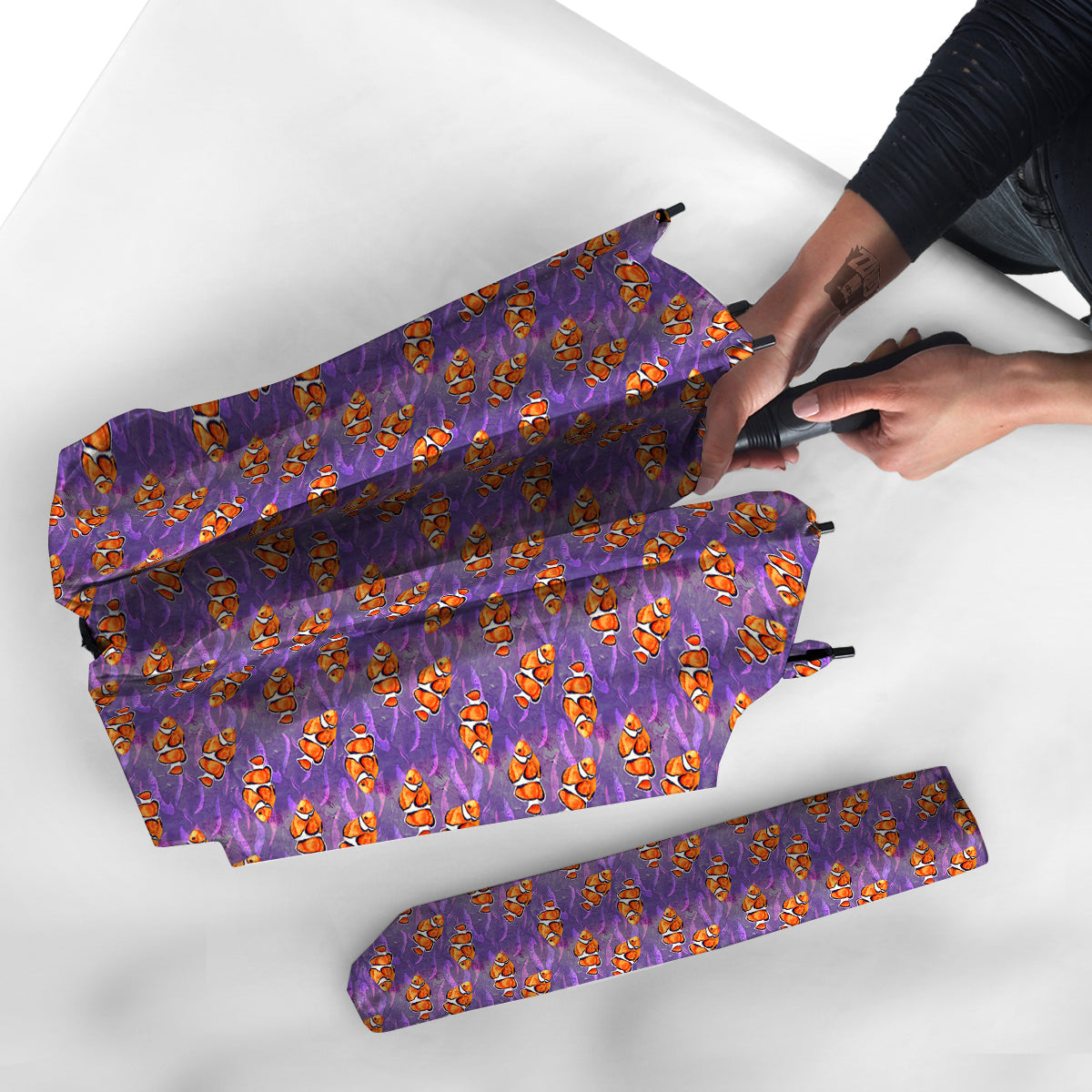 Clownfish Watercolor Purple Print Pattern Umbrella-grizzshop