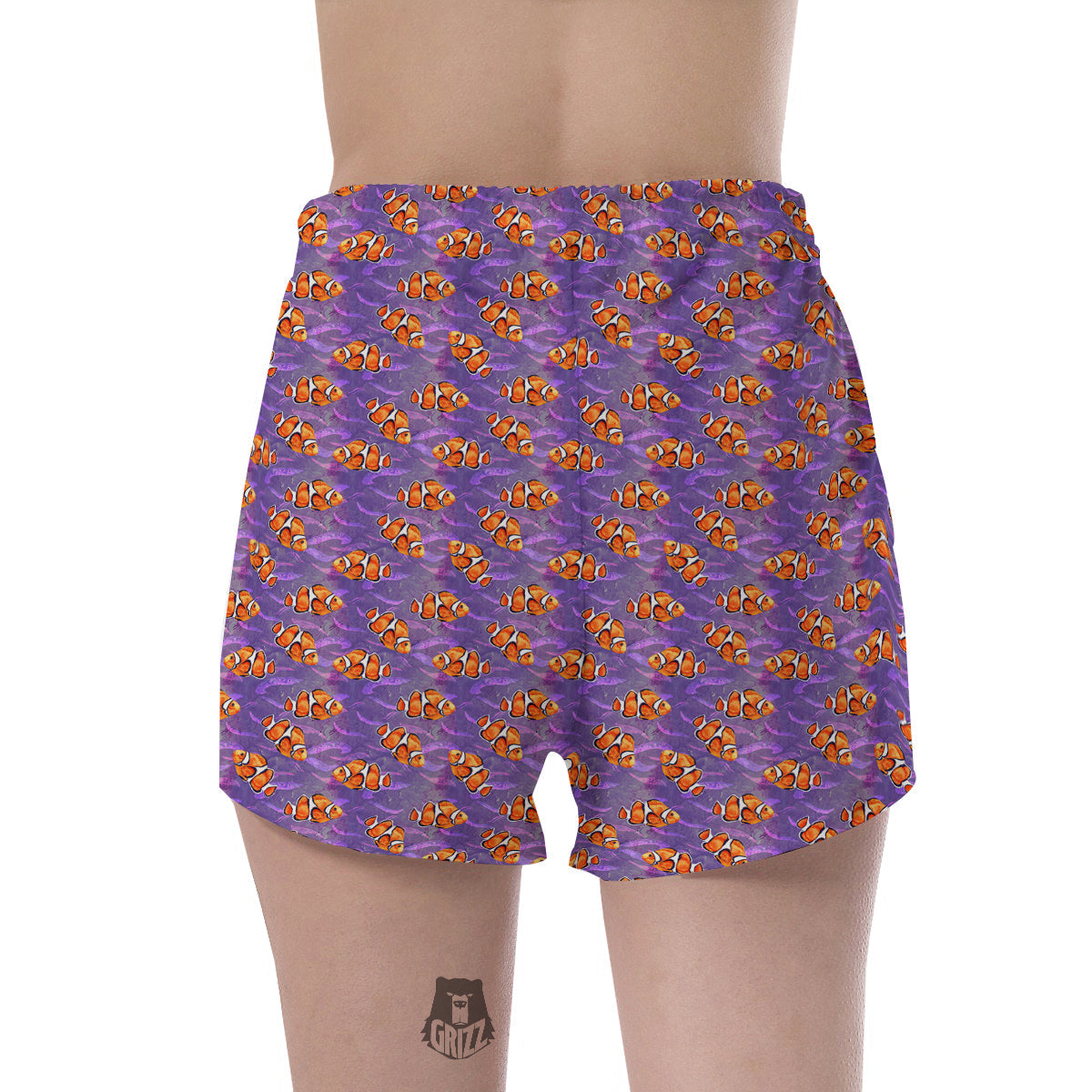 Clownfish Watercolor Purple Print Pattern Women's Shorts-grizzshop