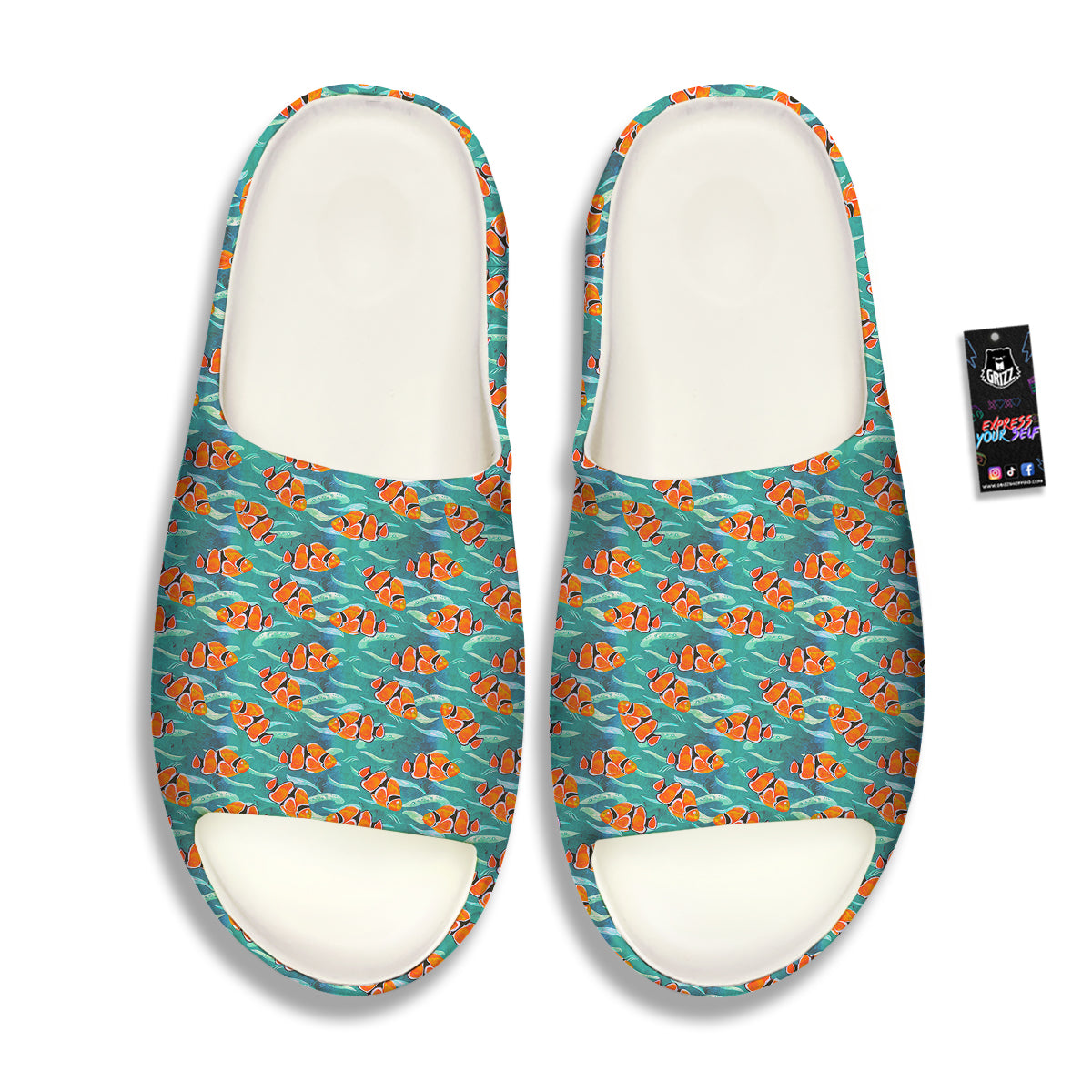 Clownfish Watercolor Blue Print Pattern Sandals-grizzshop