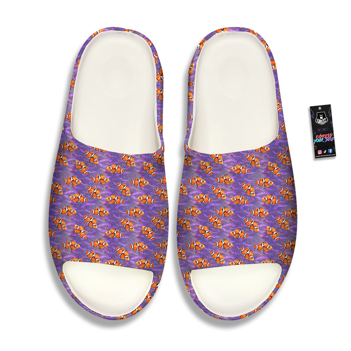 Clownfish Watercolor Purple Print Pattern Sandals-grizzshop