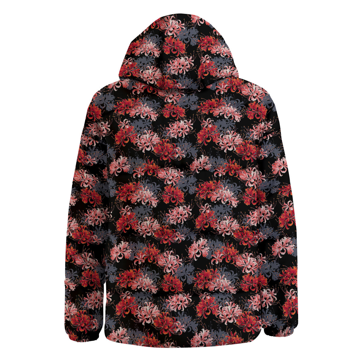 Cluster Amaryllis Japanese Print Pattern Down Jacket-grizzshop