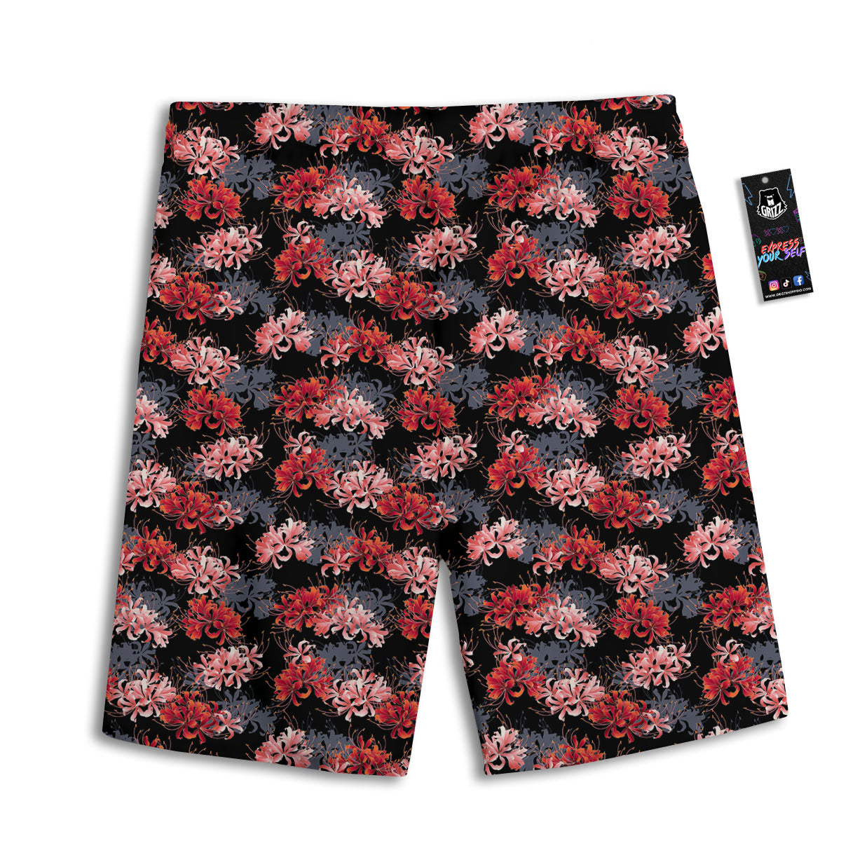 Cluster Amaryllis Japanese Print Pattern Men's Athletic Shorts