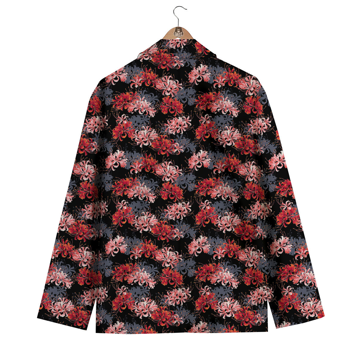 Cluster Amaryllis Japanese Print Pattern Men's Blazer-grizzshop