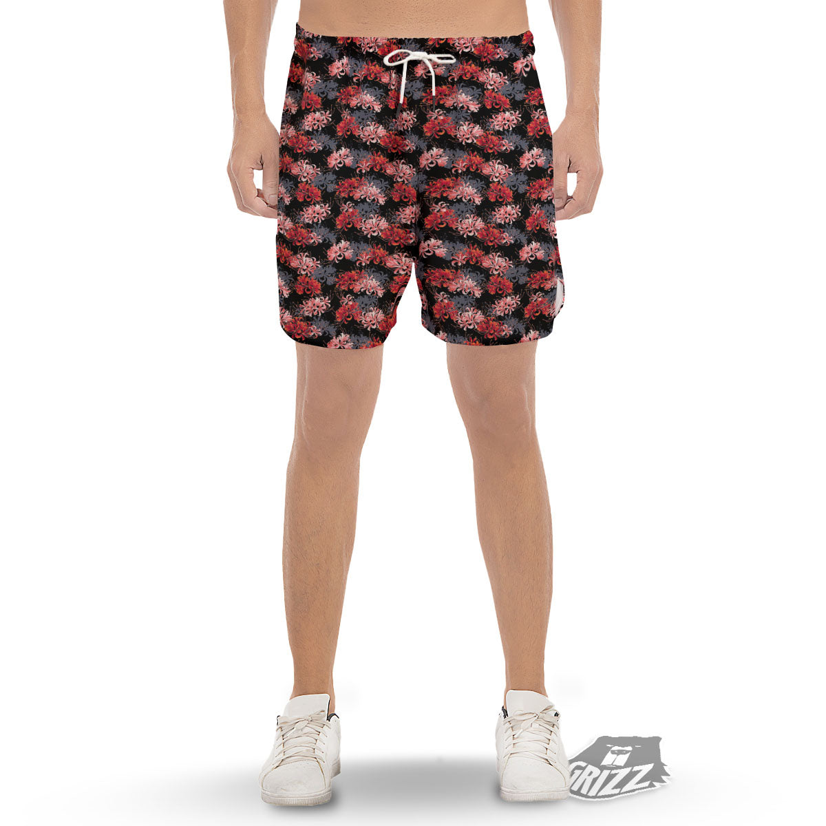 Cluster Amaryllis Japanese Print Pattern Men's Gym Shorts-grizzshop