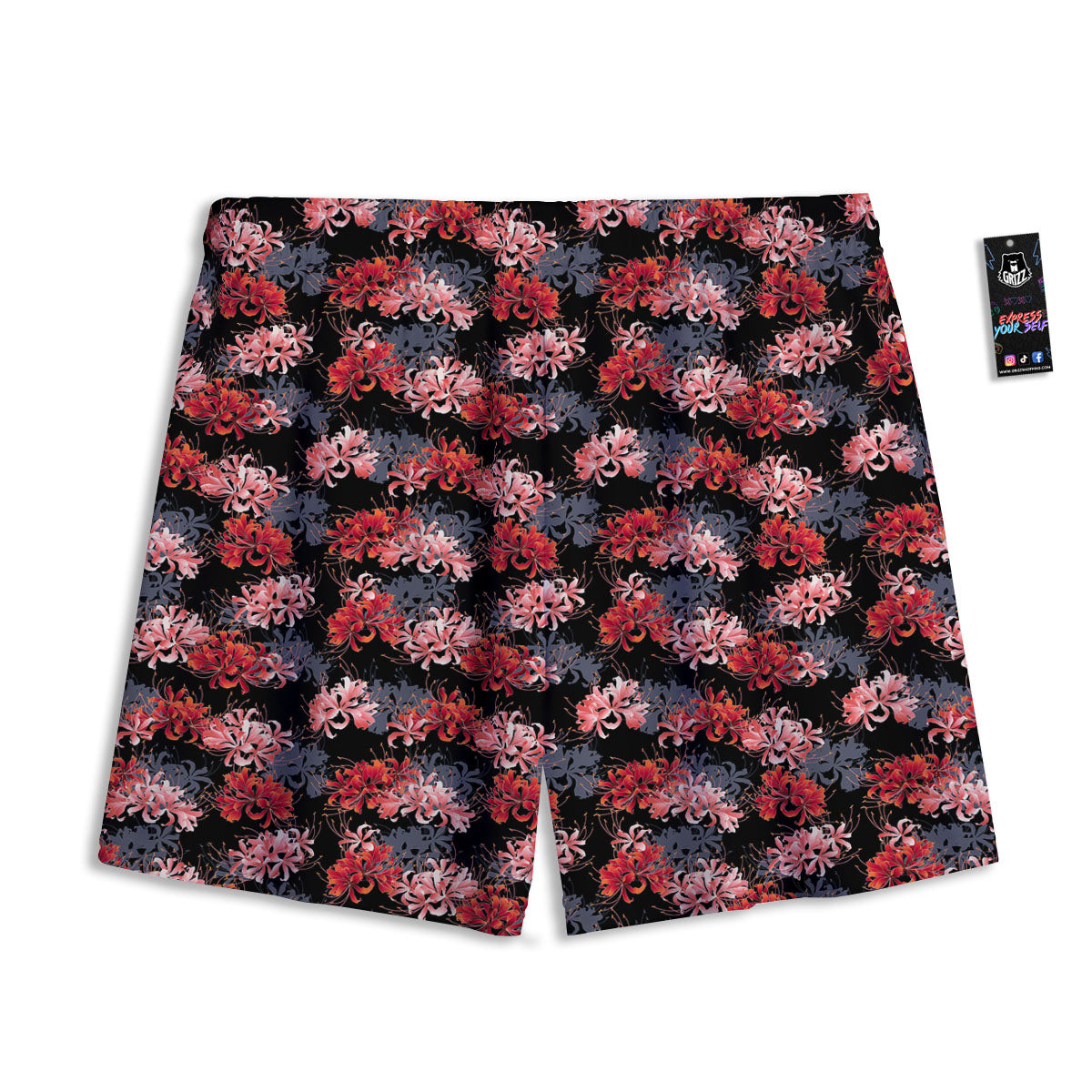 Cluster Amaryllis Japanese Print Pattern Mesh Shorts