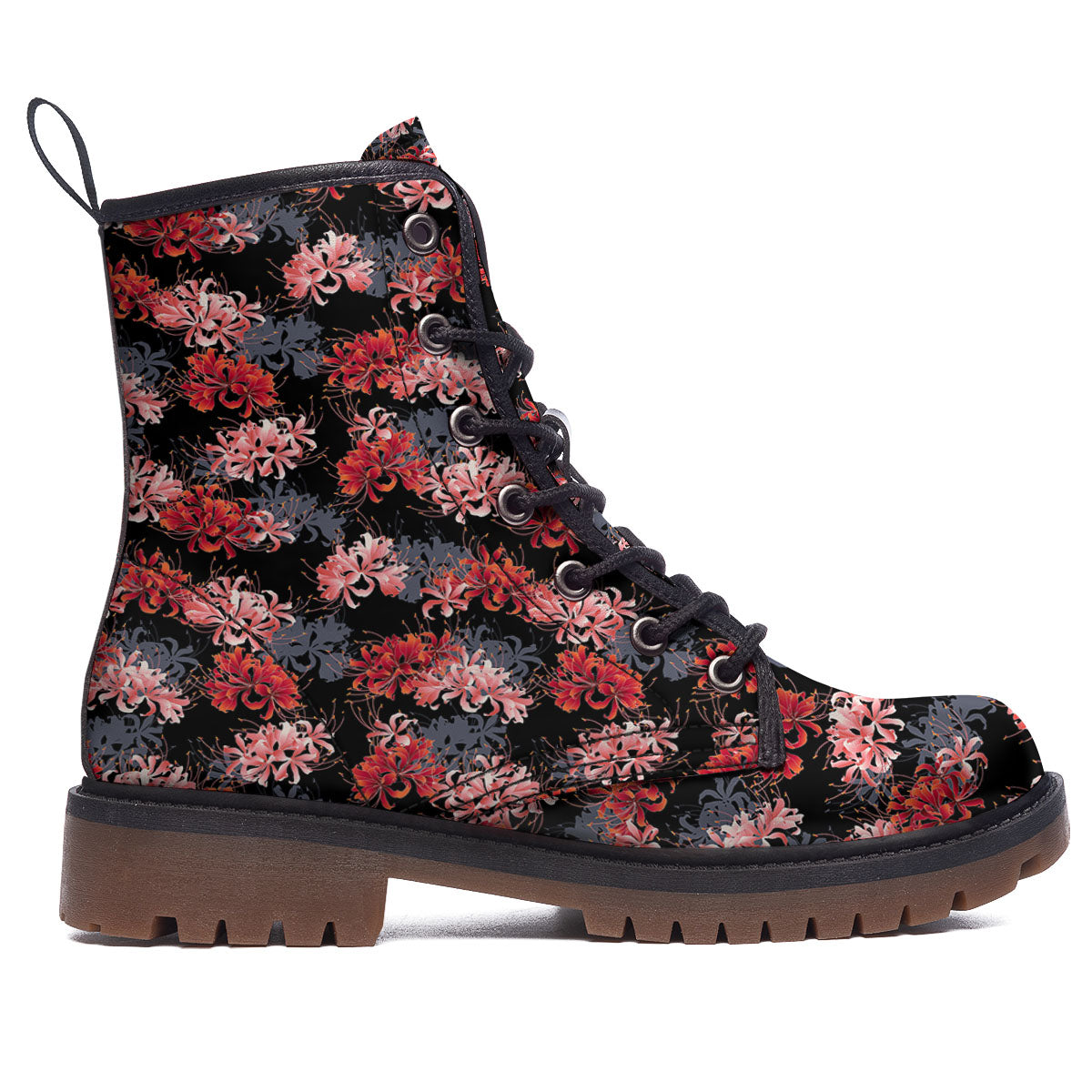 Cluster Amaryllis Japanese Print Pattern Work Boots-grizzshop
